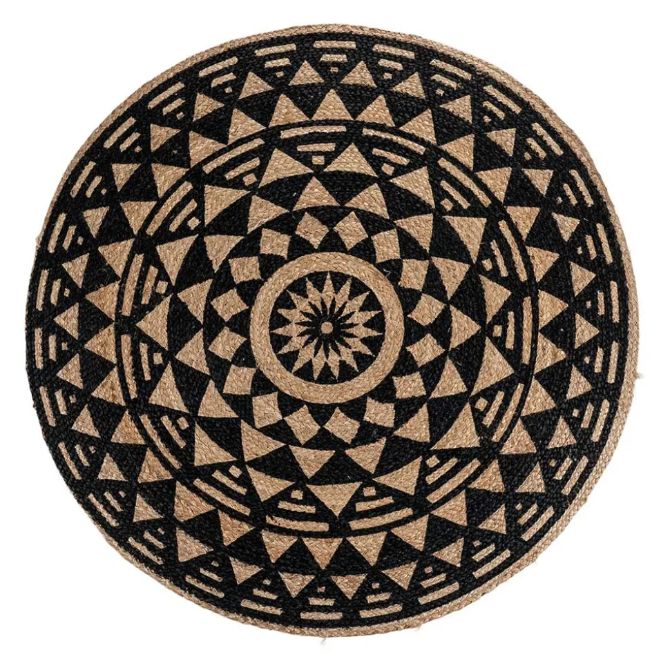 Ethno Style Teppich aus Jute in Natur & Schwarz - Conturay