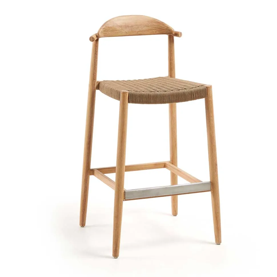 Eukalyptusholz Barstuhl mit Kordel Geflecht - Hajana