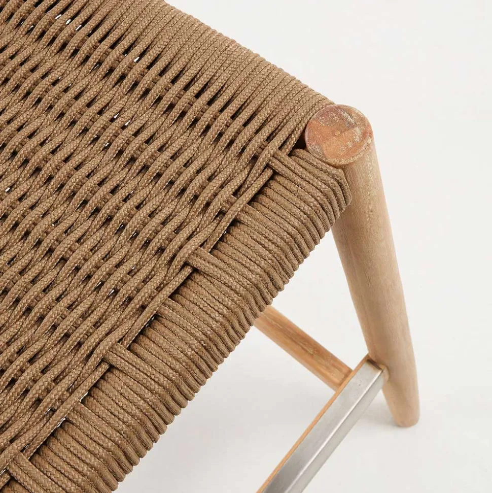 Eukalyptusholz Barstuhl mit Kordel Geflecht - Hajana
