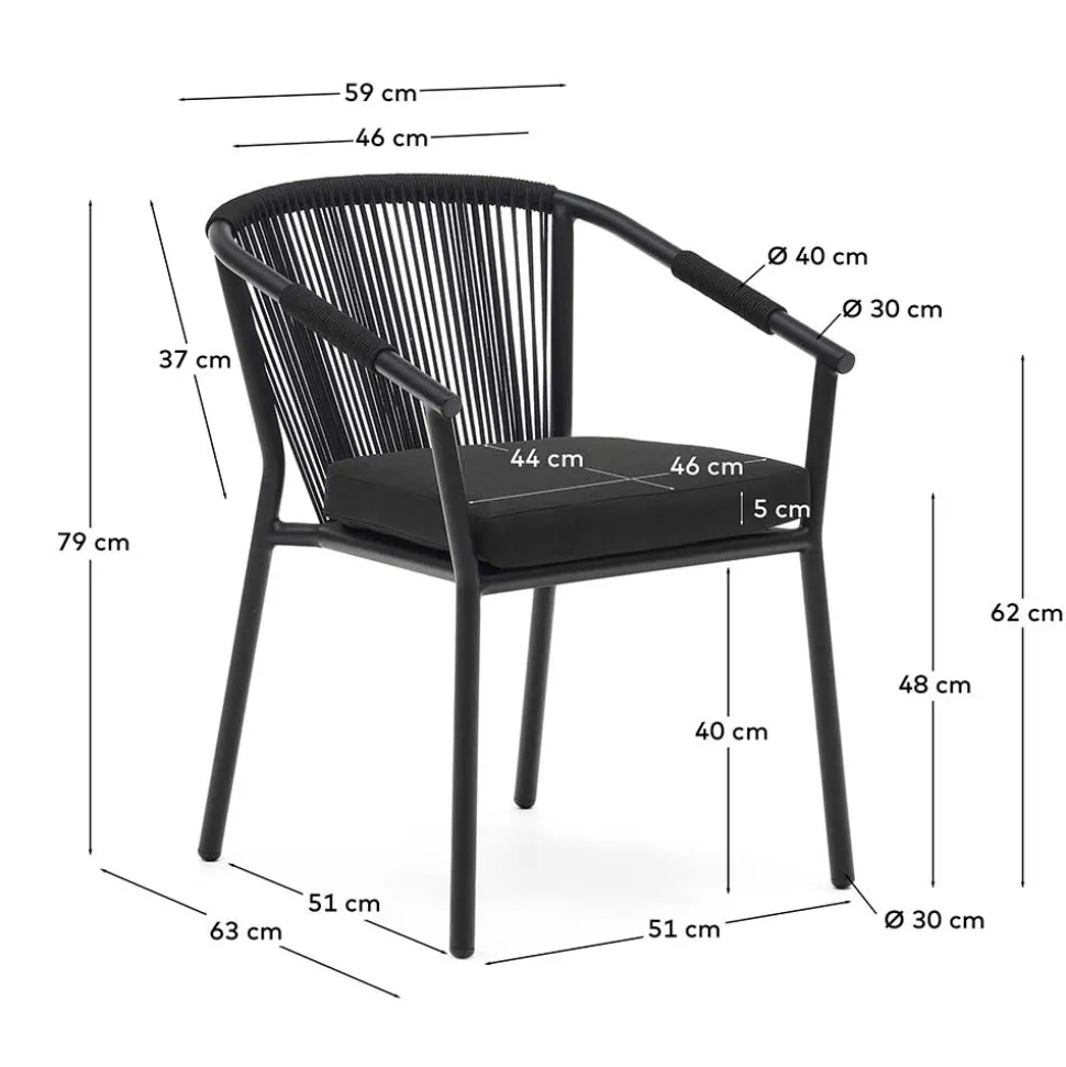 Extravagante Gartenstühle in Schwarz - Onna (4er Set)