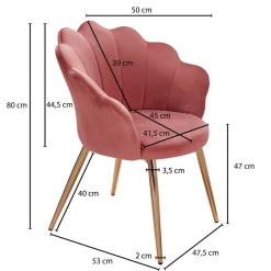 Extravaganter Armlehnenstuhl in Rosa Samt - Envus