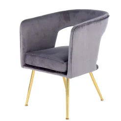 Extravaganter Samt Tischsessel in Grau & Gold - Ilfred