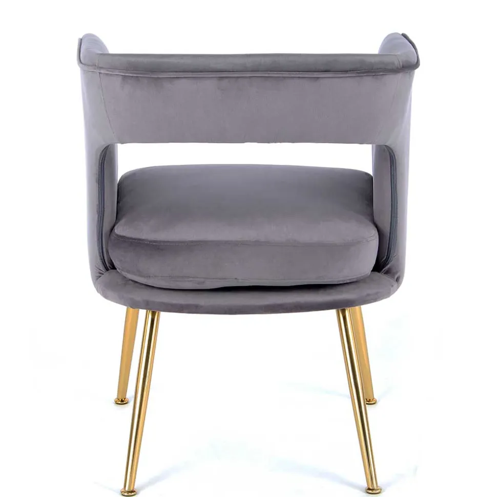 Extravaganter Samt Tischsessel in Grau & Gold - Ilfred