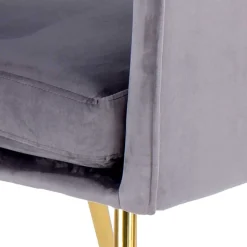 Extravaganter Samt Tischsessel in Grau & Gold - Ilfred