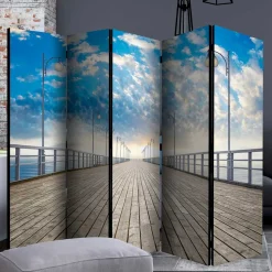 Faltbarer Fotoparavent Schäfchenwölkchen über Pier - Ekdanza