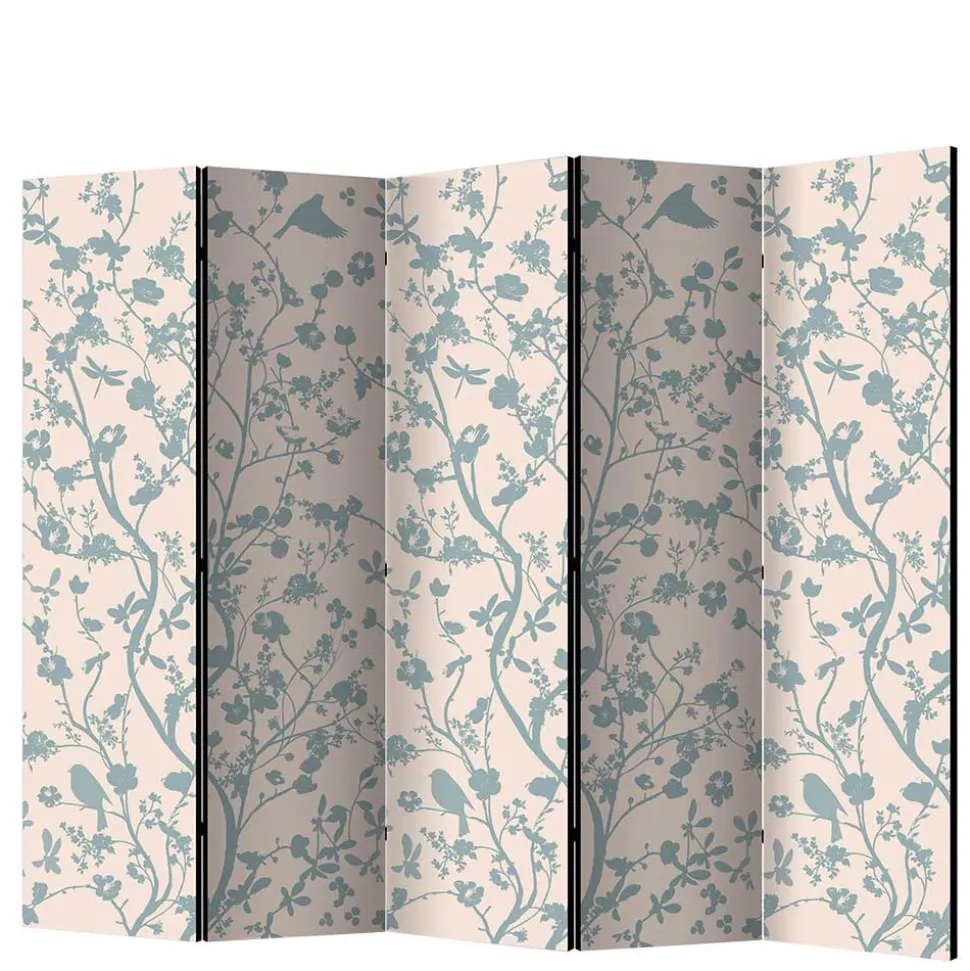 Faltbarer Raumteiler in Creme & Blaugrau - Emilio