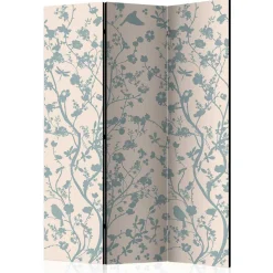 Faltbarer Raumteiler in Creme & Blaugrau - Emilio