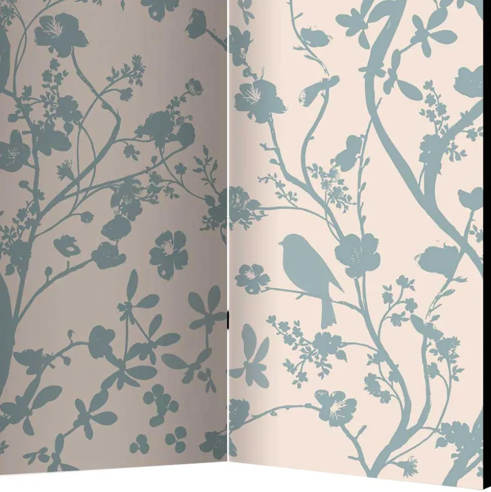 Faltbarer Raumteiler in Creme & Blaugrau - Emilio