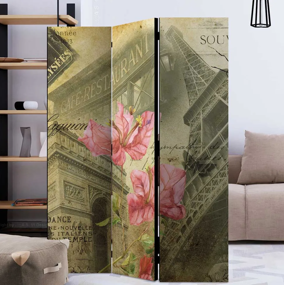 Falt-Paravent mit Vintage Paris Motiv - Lamaika