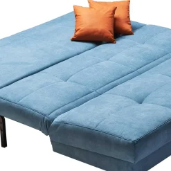 Faltsofa in Petrol Blau Stoff Stagnola mit Lattenrost Unterfederung