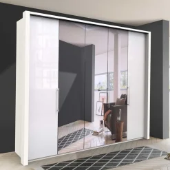 Falttüren Kleiderschrank mit Spiegel & Glas - Dolienca
