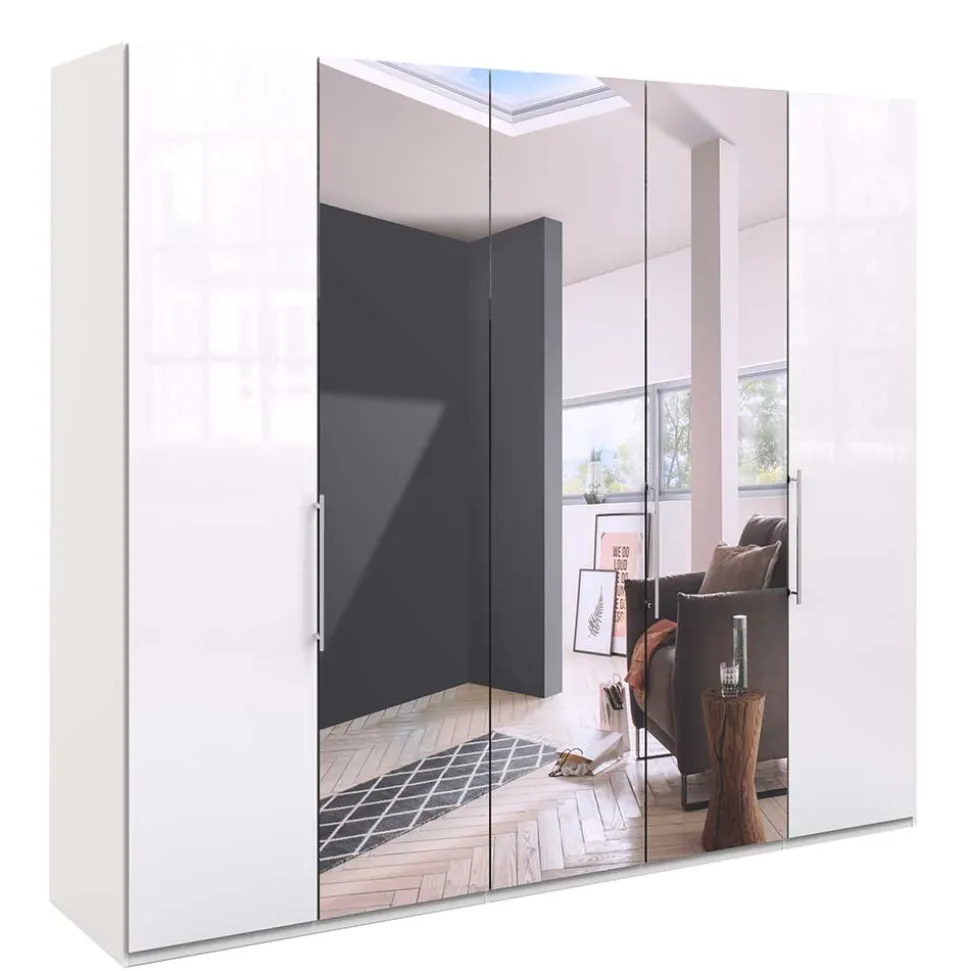 Falttüren Kleiderschrank mit Spiegel & Glas - Dolienca