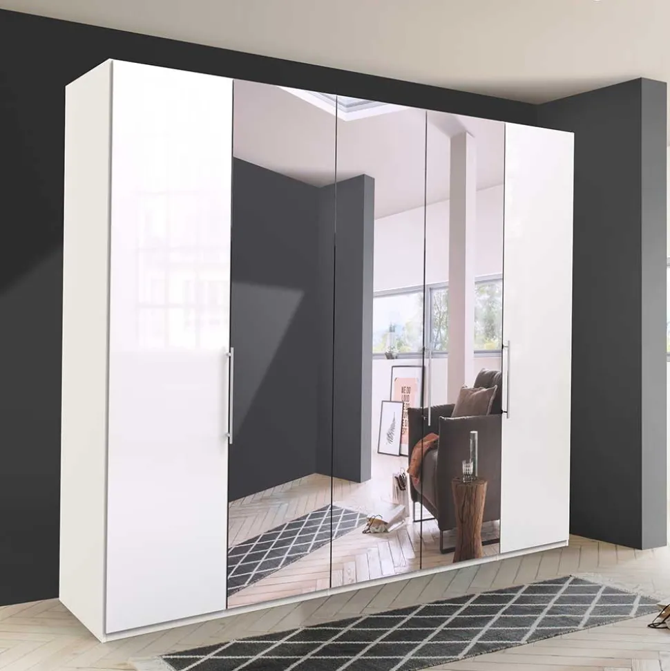 Falttüren Kleiderschrank mit Spiegel & Glas - Dolienca