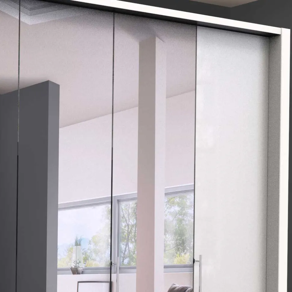 Falttüren Kleiderschrank mit Spiegel & Glas - Dolienca