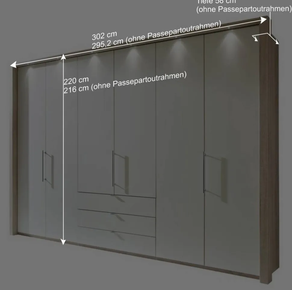 Falttürenschrank Gunjo in Weiß Eiche Sägerau