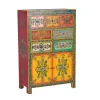 Farbenfrohes Design-Highboard mit Blumen Motiven - Leverias