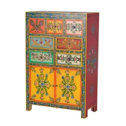 Farbenfrohes Design-Highboard mit Blumen Motiven - Leverias