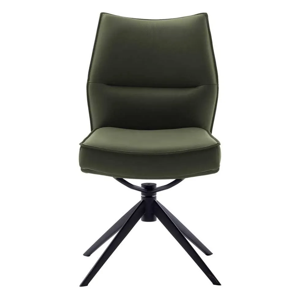 Federkern Lederstühle in Oliv Grün - Synfrunia (2er Set)