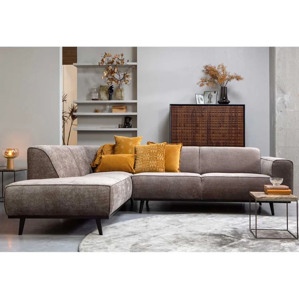 Federkern Polsterecke in Taupe Strukturstoff - Wishes