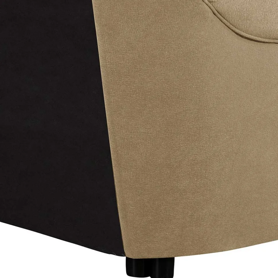 Federkern Schlafsofa aus Flockstoff in Beige - Mabu