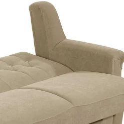 Federkern Schlafsofa aus Flockstoff in Beige - Mabu
