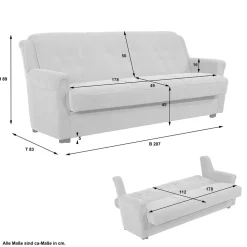 Federkern Schlafsofa aus Flockstoff in Beige - Mabu