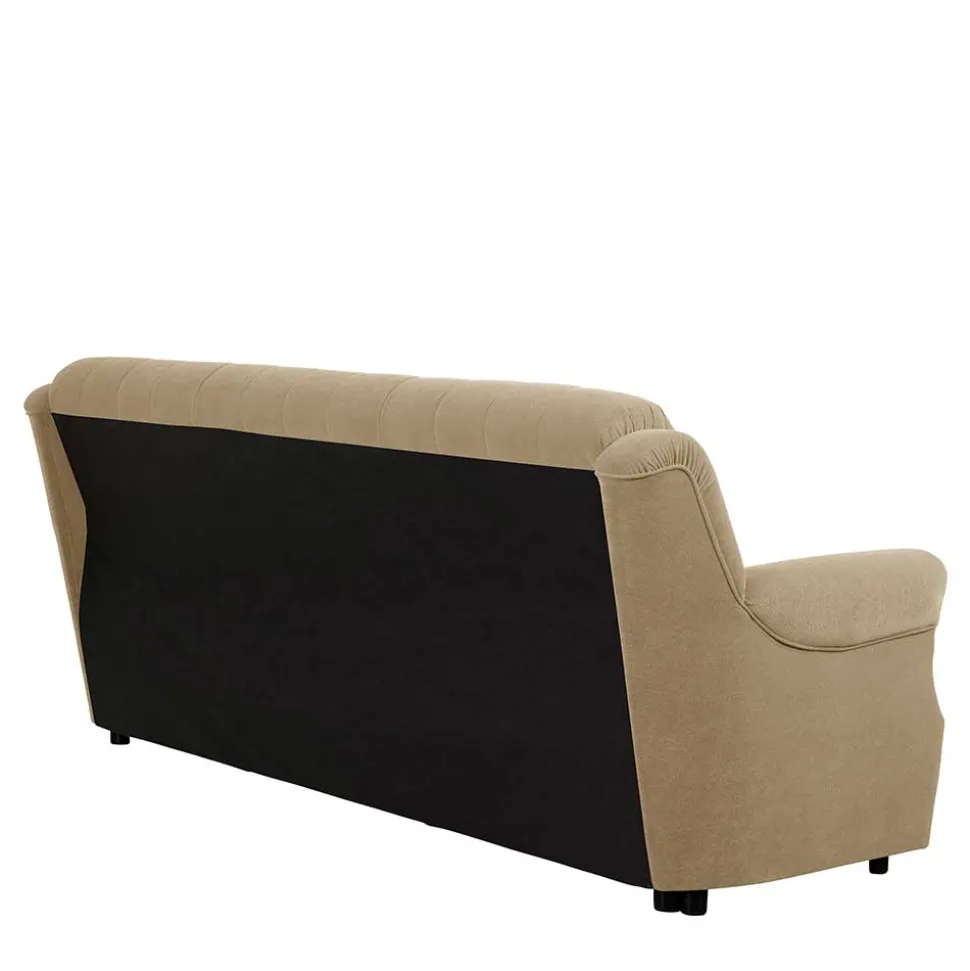 Federkern Schlafsofa aus Flockstoff in Beige - Mabu