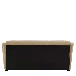 Federkern Schlafsofa aus Flockstoff in Beige - Mabu
