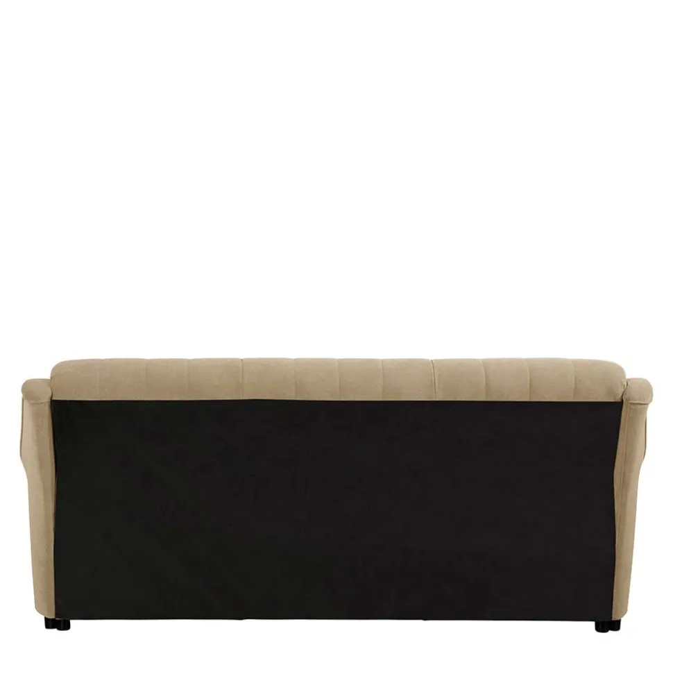 Federkern Schlafsofa aus Flockstoff in Beige - Mabu