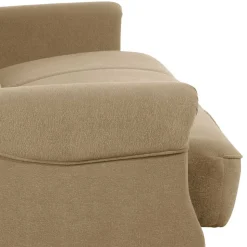 Federkern Schlafsofa aus Flockstoff in Beige - Mabu