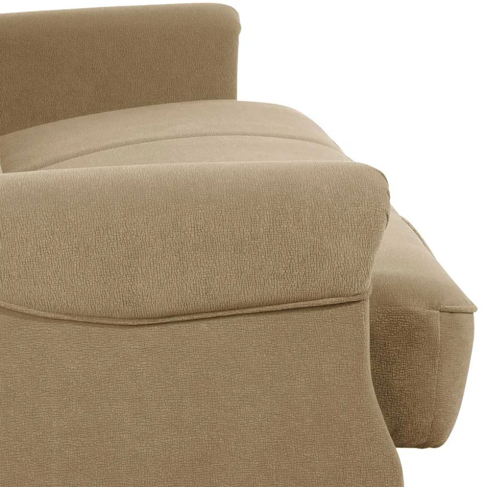 Federkern Schlafsofa aus Flockstoff in Beige - Mabu