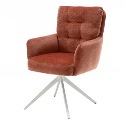 Federkern-Armlehnenstuhl in Kupfer Rotbraun - Coriga (2er Set)