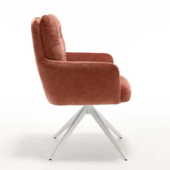 Federkern-Armlehnenstuhl in Kupfer Rotbraun - Coriga (2er Set)