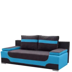 Federkern-Schlafcouch in Blau und Dunkelgrau - Halfa