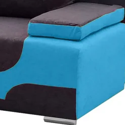 Federkern-Schlafcouch in Blau und Dunkelgrau - Halfa