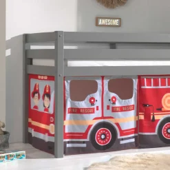 Feuerwehr Kinderzimmer Hochbett in Grau - Ernezza
