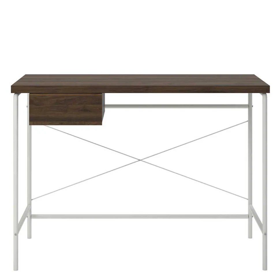 Filigraner Schreibtisch in Walnuss Optik & Weiß - Meskus