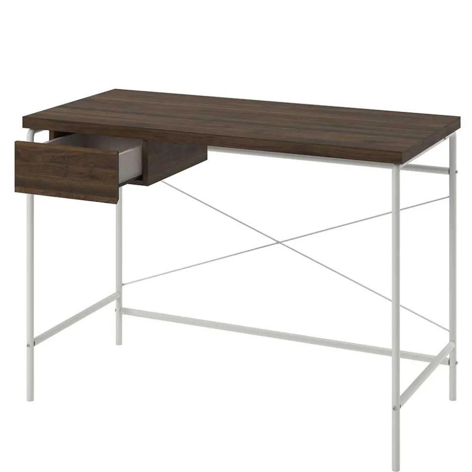 Filigraner Schreibtisch in Walnuss Optik & Weiß - Meskus