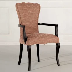 Fischgrät Armlehnenstuhl in Altrosa Strukturstoff - Salut