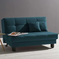 Flachgewebe Klappsofa in Petrol Blau - Katrona