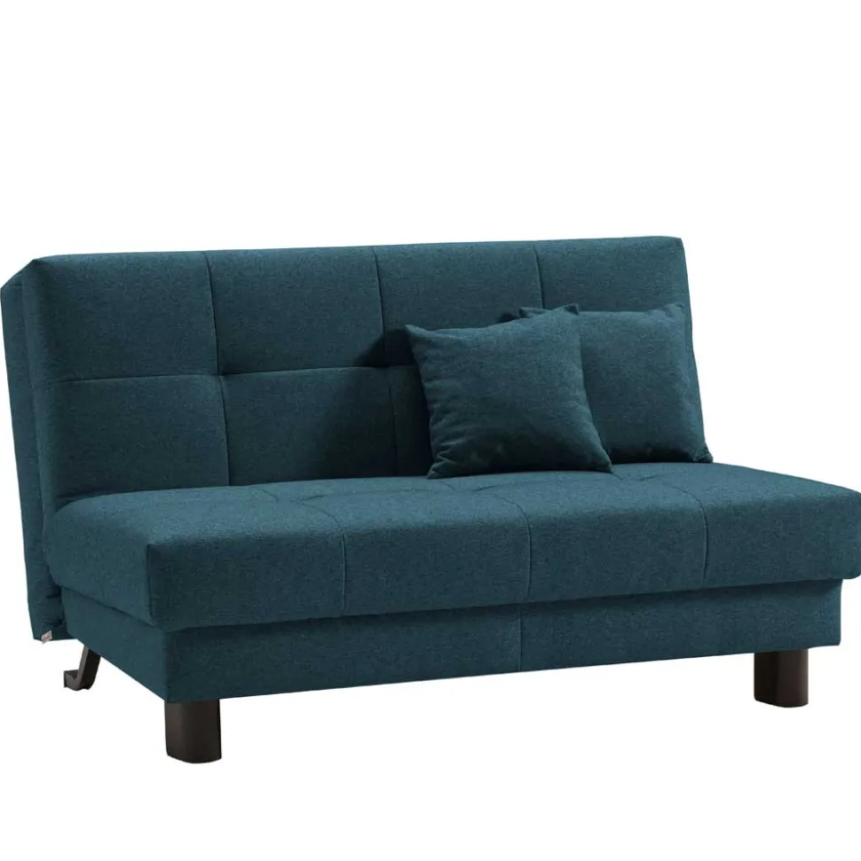 Flachgewebe Klappsofa in Petrol Blau - Katrona