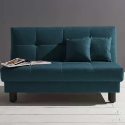 Flachgewebe Klappsofa in Petrol Blau - Katrona