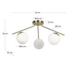 3-flammige Deckeleuchte mit Kugel-Schirmen - Santiago