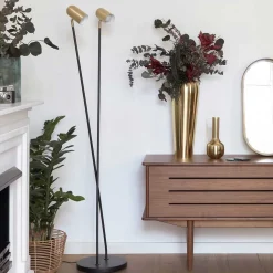 2-flammige Design Stehlampe in Messing - Lounger