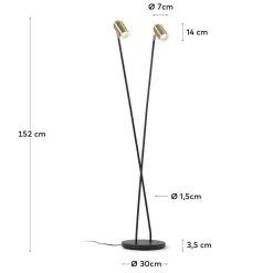 2-flammige Design Stehlampe in Messing - Lounger