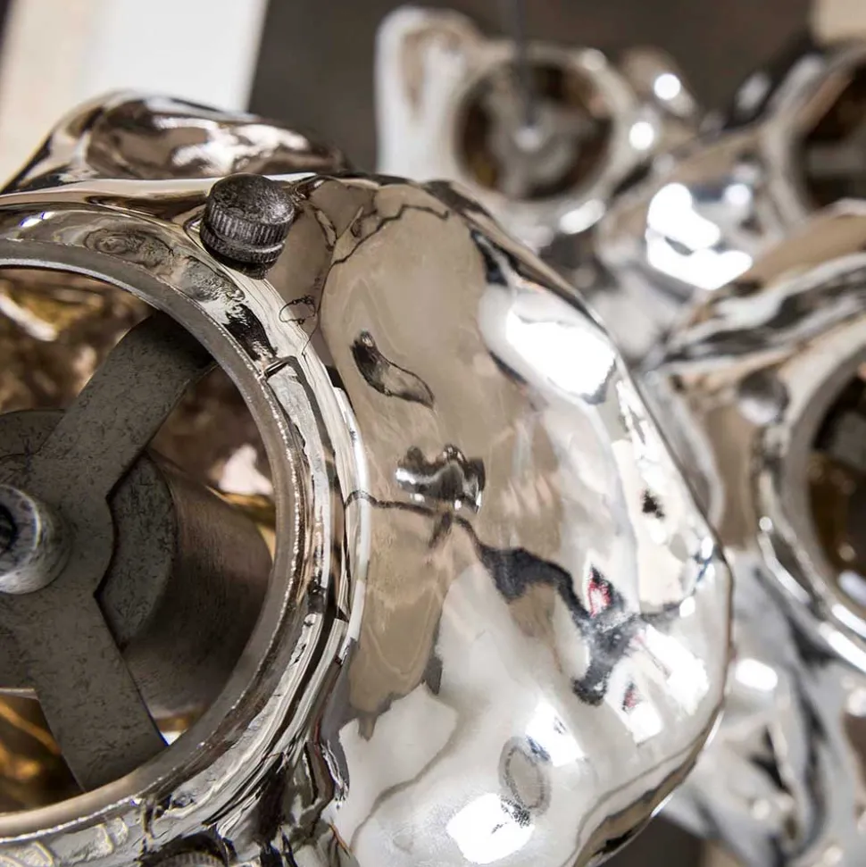 5-flammige Designer Pendelleuchte in Felsstein Optik - Mantua