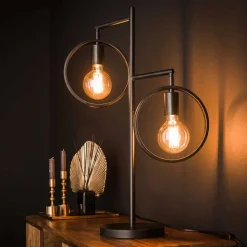 2-flammige Designer Tischleuchte in Dunkelgrau - Shyma