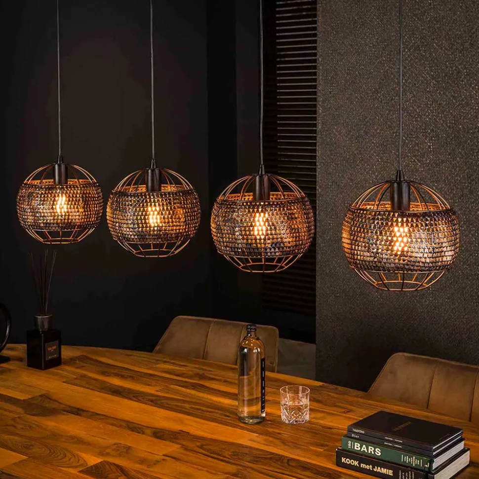 4-flammige Design-Hängelampe in Schwarzbraun - Raula