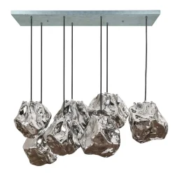 7-flammige Hängelampe in Fels Stein Optik - Domniar