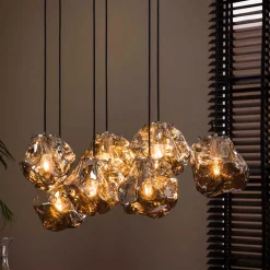 7-flammige Hängelampe in Fels Stein Optik - Domniar